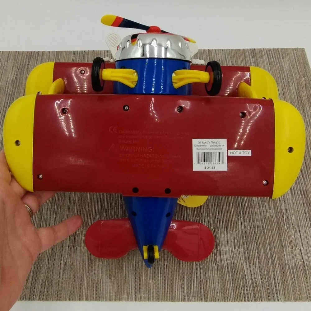 2009 M&M's Barnstorming Rides Bi Plane Collectible Candy Dispenser NWT